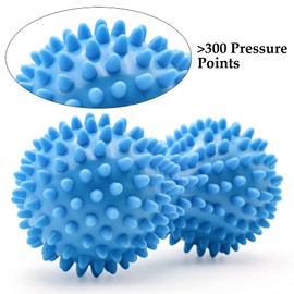 Famgee Peanut Shape PVC Spiky Massage Ball Trigger Point Deep Tissue Massaging Hand Foot Massager Roller Ball Tension Muscle Relax - 2 Pack, Hard