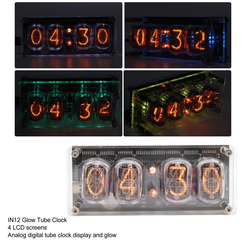 IN12 Glow Tube Clock with Remote Controller Electronic Digital Tube