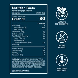 John Wm. Macy's - Original Cheddar CheeseSticks - Hand Crafted, Non GMO, and Nothing Artificial - Made with Real Cheese - 4 oz. Cartons - 6 Pack