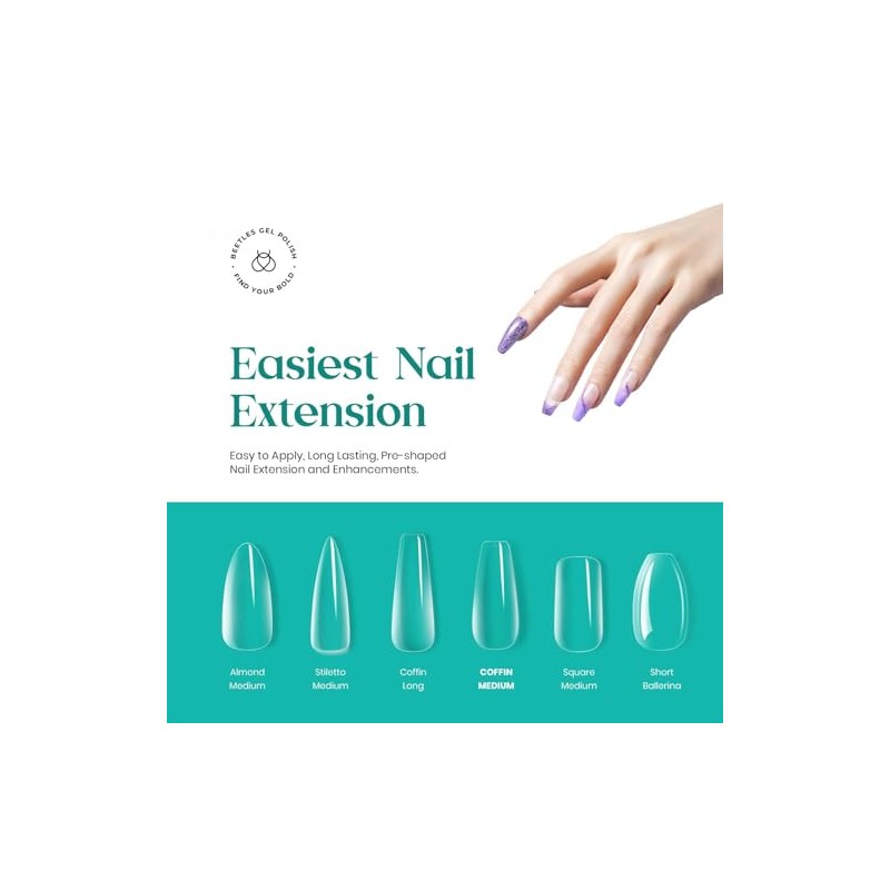 Beetles Kit de Uñas de Gel Transparente, 500 Piezas en