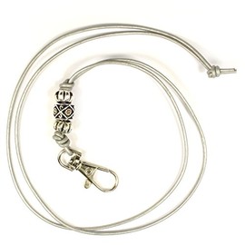 TAMEHO Original Leather Whistle Band for Dog Whistles with Decorative Designer Charms (Silver)