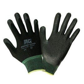 ADVANCED GLOVES – NiTex P-200 Nylon Nitrile Gloves, Breathable Nitrile Foam Coated Utility Gloves for Insulated Grip, Black, 6-Pair, Large