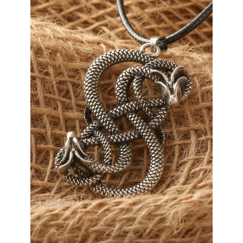 HAQUIL Loki Necklace, Viking Loki Symbol Pendant, Faux Leather Cord,