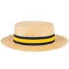 ZAKIRA Classic Straw Boater Hat Handmade from Natural Straw (Navy-Yellow