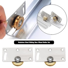 EMSea 4 Sets Sliding Door Wheels Rollers Stainless Steel Sliding Track Wheel Sliding Door Fittings for Wardrobes Cabinets Windows Furniture Hardware