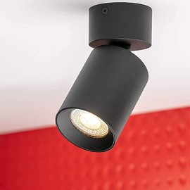 CGC Lighting Ceiling Downlight Spot Down Light Round Cylinder Spotlight Surface Mount Adjustable Head (Black, Small)