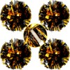 Hooshing 4PCS Black and Gold Cheer Pom Poms Metallic Pom
