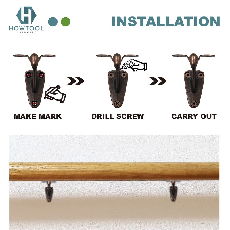 Handrail Bracket Heavy Duty Wall Mounted Antique Bronze V Style,