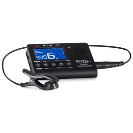 Rocktile MT-60 Metro Tuner, Tuner with Microphone and Piezo Sensor, Suitable for All Instruments, 5 Tuning Modes, Metronome, Tone Generator, Speaker and Headphone Output, Black