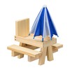 Relaxdays Wooden Squirrel Table, Squirrel Bench with 2 Umbrellas, Squirrel