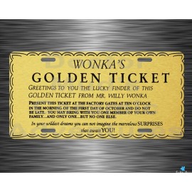 Willie Wonka GOLDEN TICKET  Metal License Plate