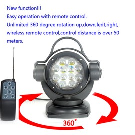 11 Inch 60W Led Search Light 360 Degrees Rotating Remote Control 9-32V Led Work Light Spot Led Driving Lights Fog Lights Offroad Lights SUV ATV 4wd Truck Boat Lighting for Hunting Camping Exploring