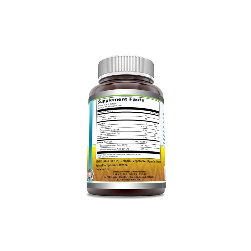 Amazing Omega Omega Fish Oil 1000 Mg 200 Softgels 1000
