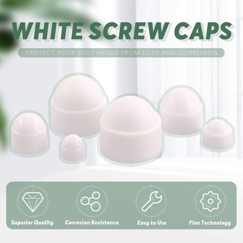TERF® M12 White Plastic Hex Nut Bolt Dome Cap Cover