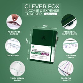 Clever Fox Income & Expense Tracker Large – Accounting & Bookkeeping Ledger Book for Small Business – 2-Year Record Notebook, A4 (Dark Green)
