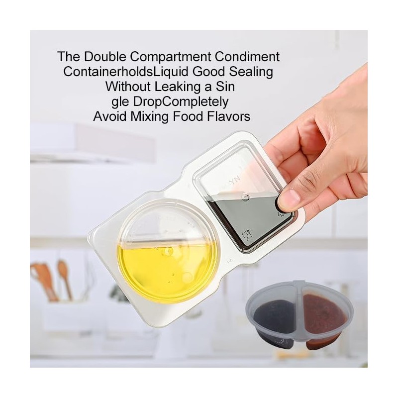 WEZCHUGHAOL 20 Pcs Double Compartment Condiment Containers with Lids 2024