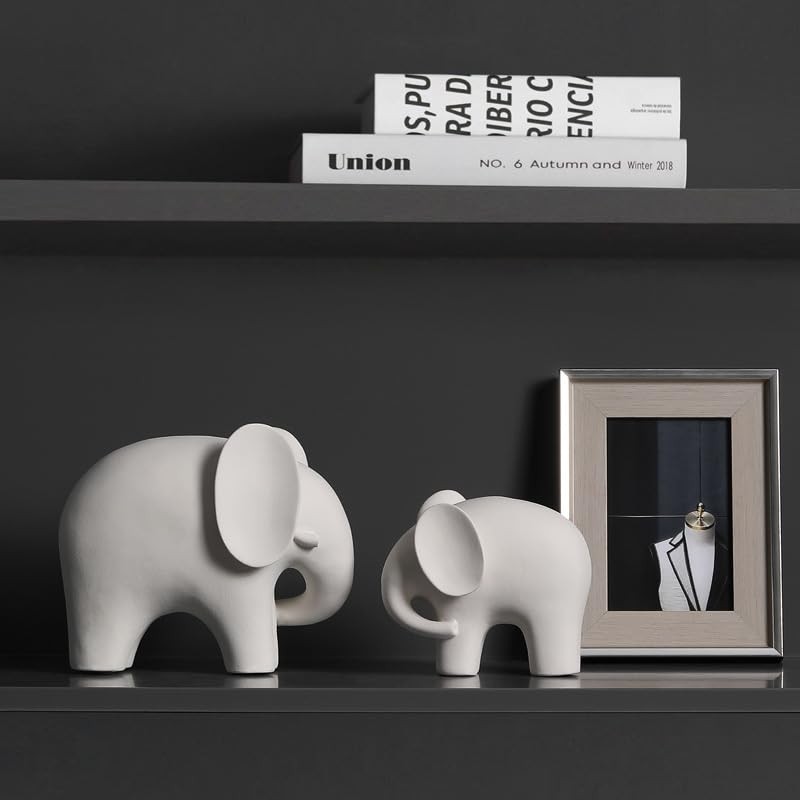 REEZHEE Modern Simple Ceramic White Elephant Living Room Home Office