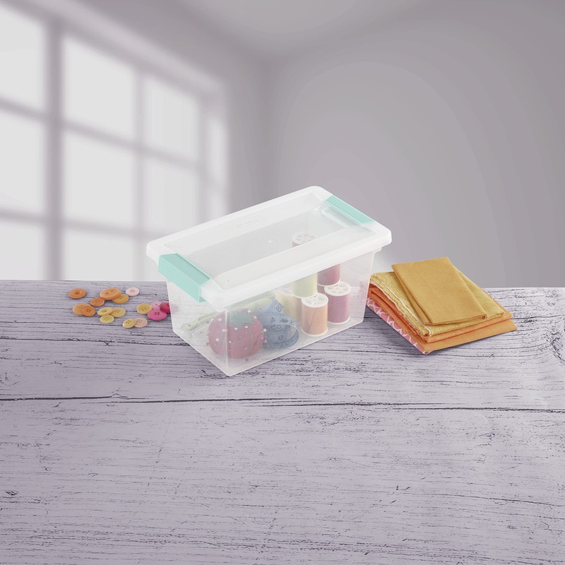 Sterilite Medium Clip Box, Stackable Small Storage Bin with Latching