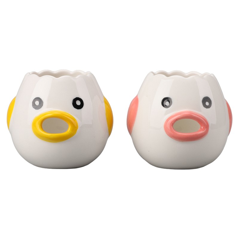 2pcs Egg Separator Ceramic Chicken Shaped Egg Yolk White Filter