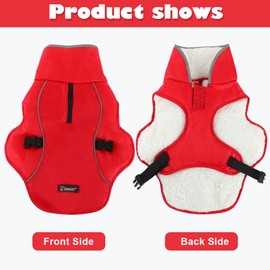 EMUST Dog Jacket Winter, Cozy Windproof Dog Jacket for Cold Weather, Solid Color Dog Vests for Winter for Medium Dogs, Red M