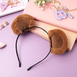 OATIPHO Bear Ear Headband Cute Headband Brown Bear Costume Headband Decoration Fuzzy Headband Adorable Bear Hat Makeup Face Face Halloween Festival Cosplay Party