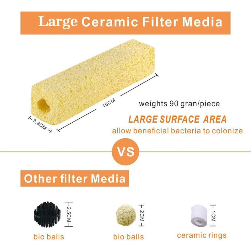 hygger 6.2-Inch Long Aquarium Bio Media Ceramic Filter Media Blocks