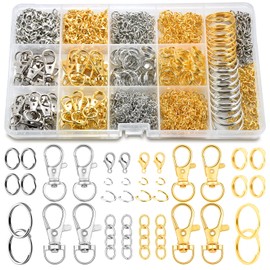 990 PCS Keychain Making Kit, Jewelry and Keychain Making Supplies Including Lobster Clasps, Split Ring, Extender Chain and Jump Rings for Jewelry Making, Crafts and DIY Projects