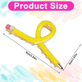 Maxqzin Pencil Hair Clips for Women Cute Teacher Hair Clips Back to School Yellow Claw Clips Funny Students and Teacher Accessories Jaw Barrettes Teacher Appreciation Gift
