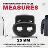 DOJA Barcelona Cord Locks, Black, 25 mm, Plastic Cord Closures,