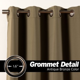 Best Home Fashion Extra Long 19 FT Blackout Curtain, Antique Bronze Grommet Tall Curtain for High Ceiling or Long Window, 2 Story Curtain for Living Room (1 Panel, 52" W x 228" L, Olive)