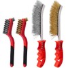Hand Wire Brush Set 4 Pcs with Stainless Steel Brush