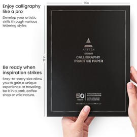ARTEZA Calligraphy Paper Pad 9x12 Inch, 2 Pack, 50 Sheets, 130 GSM