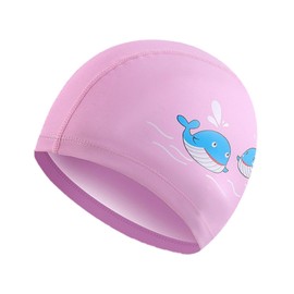 TODREMOU Swimming Cap Swim Kids Hat-Whale Fabric 3-6-10 Girls Boys Caps Hats (Pink)