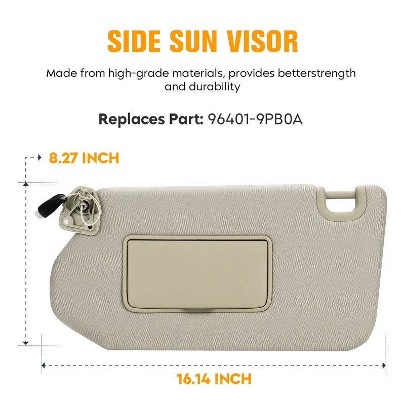 Left Driver side Sun Visor for 2013-2018 Nissan Pathfinder and