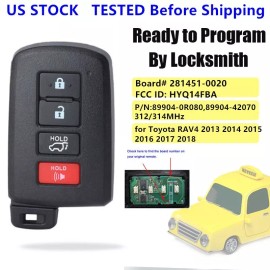 KEYECU for Toyota RAV4 2013 2014 2015 2016 2017 2018 Smart Remote Key Fob 281451-0020