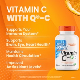 Doctor's BEST Doctor's Best Vitamin C with Q-C, Immune Support, Non-GMO, Gluten Free, Soy Free, Vegan 360 Veggie Caps
