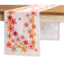 Maison d' Hermine Tablerunners 100% Cotton Decorative Tablerunner Washable Table Cover, Holiday Dinner, Wedding, Baby Shower & Dining, Crystal Star - Spring/Summer (37cm x 180cm)