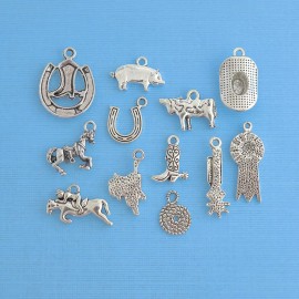 Unbranded Rodeo Charm Collection Antique Silver Tone 12 Different Charms - COL144