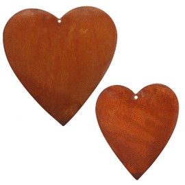 Rostikal® Set of 2 Heart Decoration for Hanging Window Decoration, Garden Decoration for Outdoor Use, Weatherproof, Hearts for Hanging, Hanging Decoration, Rust, Garden Decoration in Heart Shape