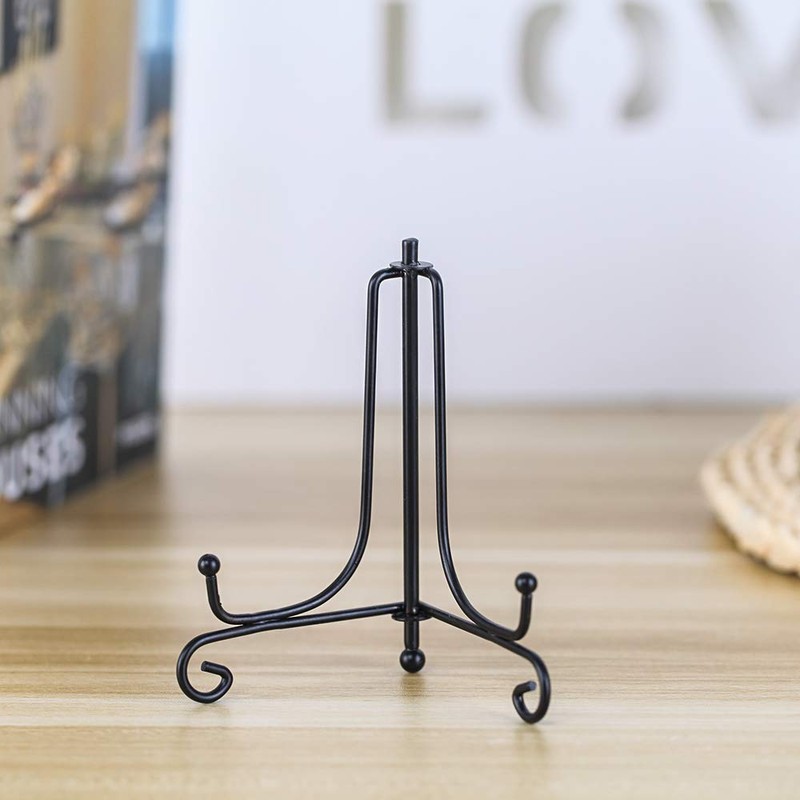 (4 pack)Iron Display Stand, Black Iron Easel Plate Display Photo