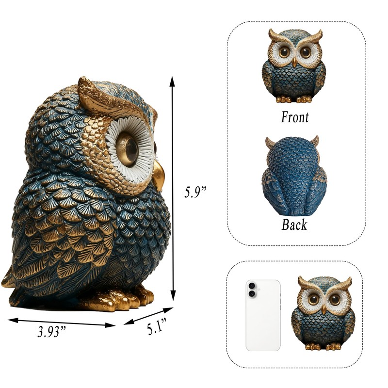 Baitiane Owl Statue Home Decor, Owls Figurine for Bookshelf