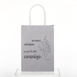 Kolldenn 40 Pcs Religious Gift Bags Spanish Bible Verse Treat Inspirational Flower Paper Bags with Handles Christian Church Baptism Spring Gifts Bulk for Women Wedding First Communion Party Favor