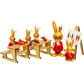 SIKORA OD12 Easter Decoration Colourful Wooden Easter Bunny Figures Rabbit School