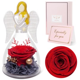 Sunia Preserved Flower Birthday Gifts for Mom, Forever Rose Daughter Gifts from Mom, Glass Angel Figurines Gifts for Women, Christmas for Daughters Mothers