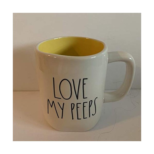 Rae Dunn LOVE MY PEEPS Easter Mug - Yellow interior