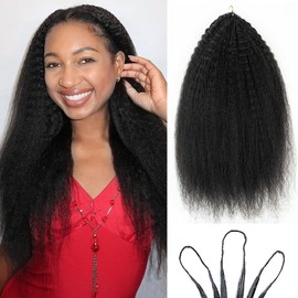 Feather Crochet Hair Kinky Straight Human Hair For Black Women Pre-Separated Knotless Invisble Micro Loop Hair Extensions Crochet Human Hair For Braiding 16inch 120g