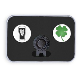 Golf Ball Marker Gift Set - Luck of the Irish Markers + Hat Clip (Gift Tin)