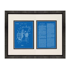Protective Hockey Helmet Patent Art Blueprint Print in a Beveled Black Wood Frame with a Double Mat (18" x 24") M10473