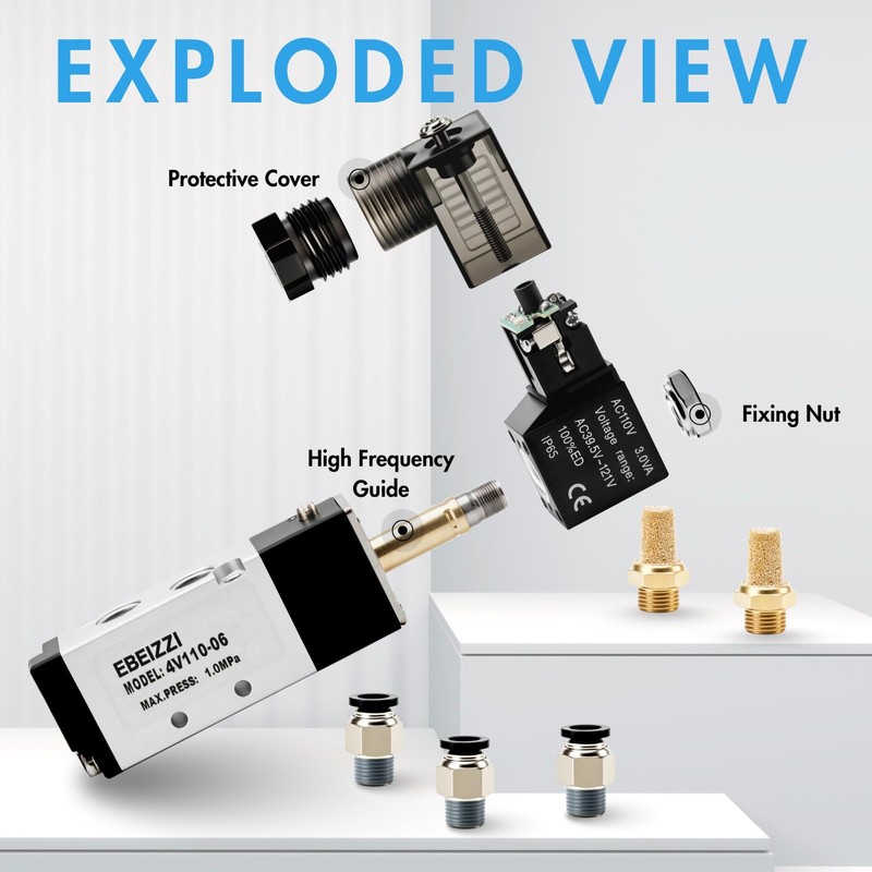 EBEIZZI Pneumatic Solenoid Valve Air Solenoid Valve DC12V/DC24V/AC110V Series Single