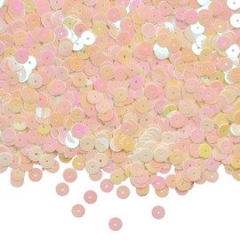 6mm Beige Sequins for Crafts, 7200 Pcs Flat Round Loose Sequins with Hole, PVC Loose Sequin Bulk Craft Sequins for Sewing, Jewelry Making, DIY Decoration, Wedding